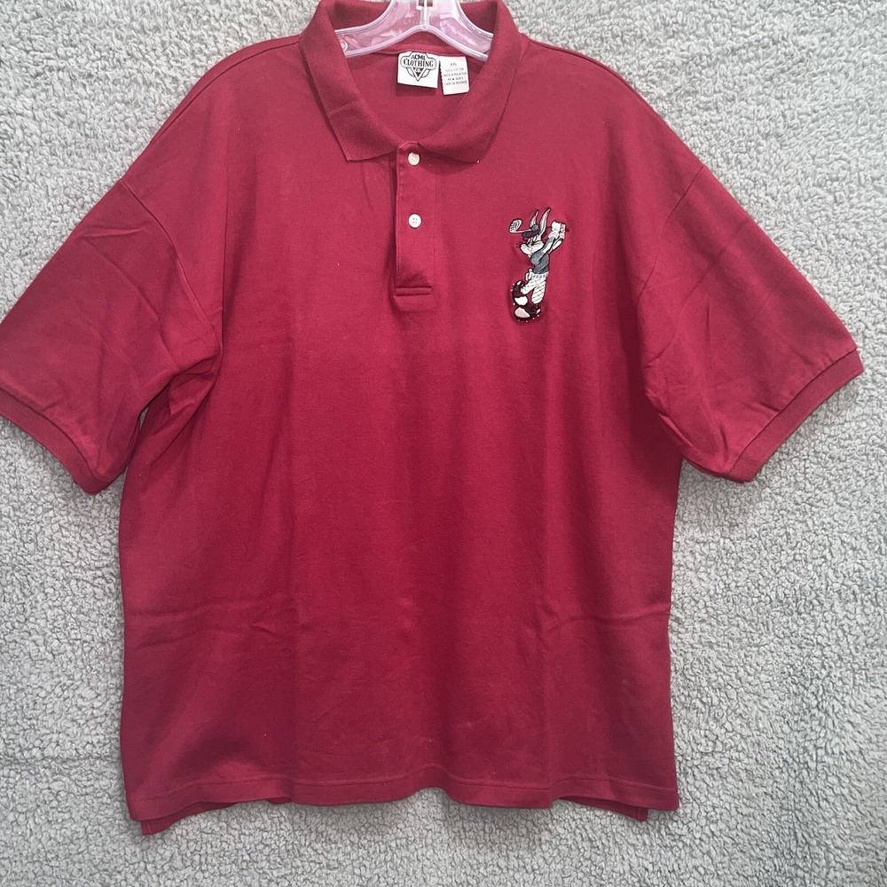 VTG Acme Clothing Shirt Men's‎ 2XL XXL 90s Red Bugs Bunny Golf Polo Short Sleeve